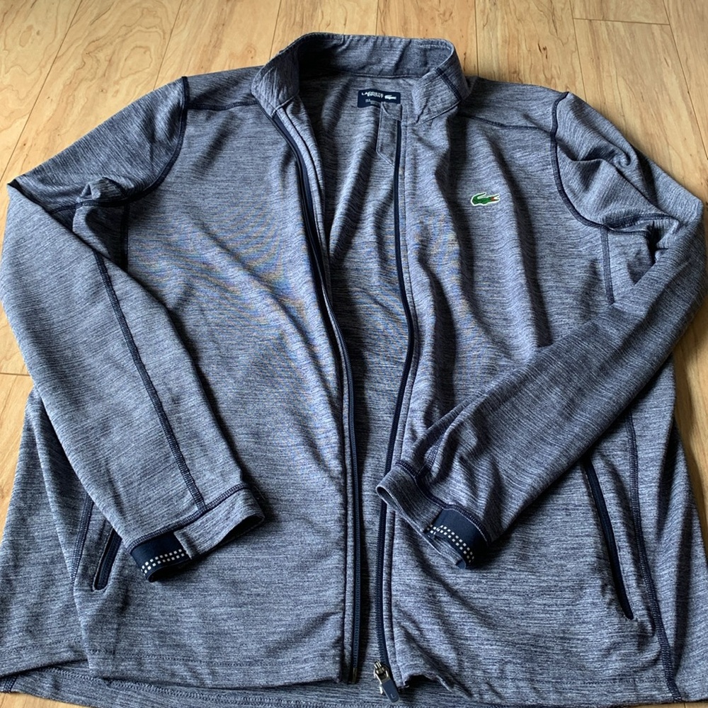 Lacoste Sport Blue Lightweight Jacket with Mock Neck - Picture 12 of 16